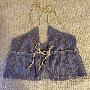 purple ruffled halter tied top